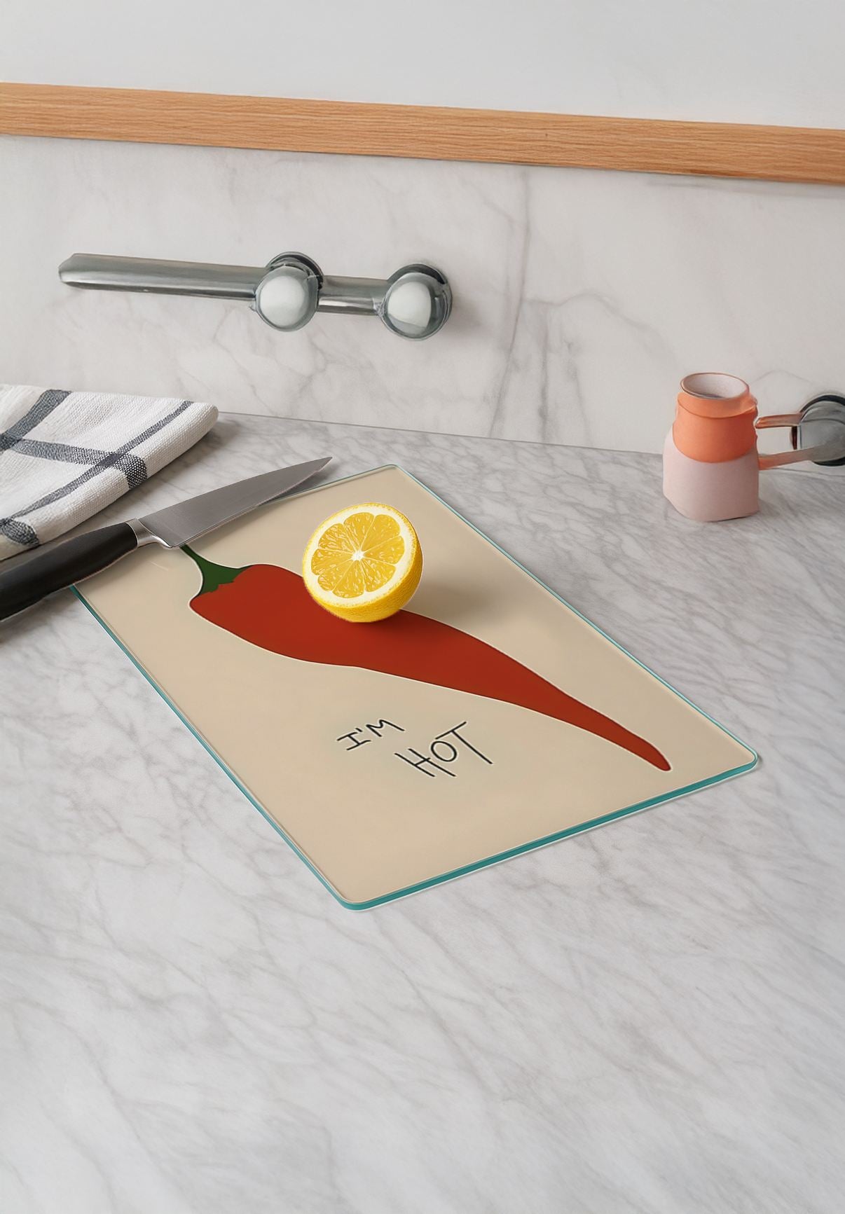 Tábua de corte em vidro temperado – 20 x 30 cm – multicolorido