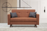Sofá-cama elegante de 2 lugares, vermelho-azulejo, 151 x 86 x 75 cm | Estrutura de metal/madeira, esponja DNS confortável | Perfeito para salas de estar modernas e espaços para hóspedes