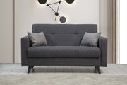 Sofá-cama elegante de 2 lugares, cinza escuro, 151 x 86 x 75 cm | Estrutura de metal/madeira, esponja DNS confortável | Perfeito para salas de estar modernas e espaços para hóspedes
