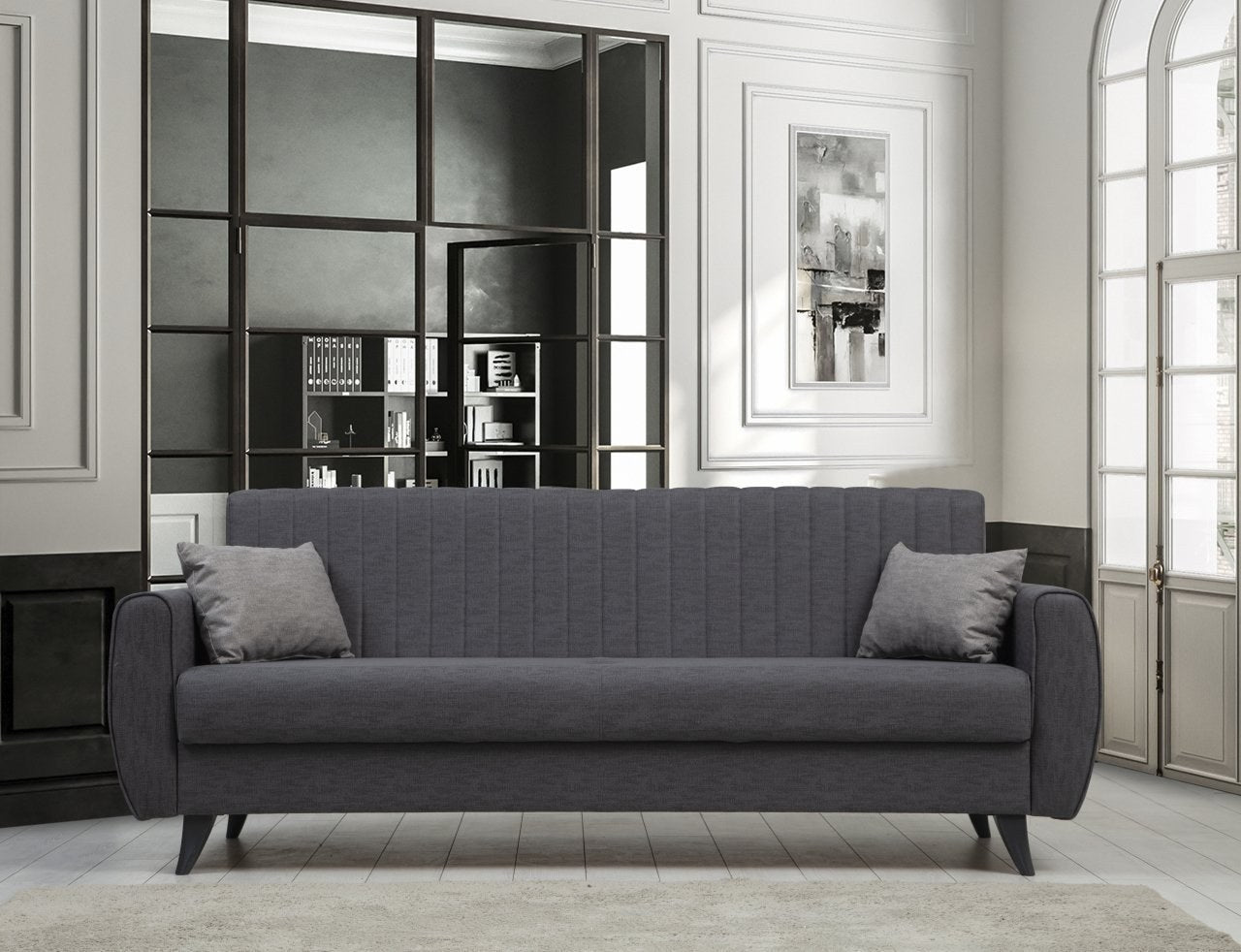 Sofá-cama de 3 lugares-Alkon-Cinza escuro