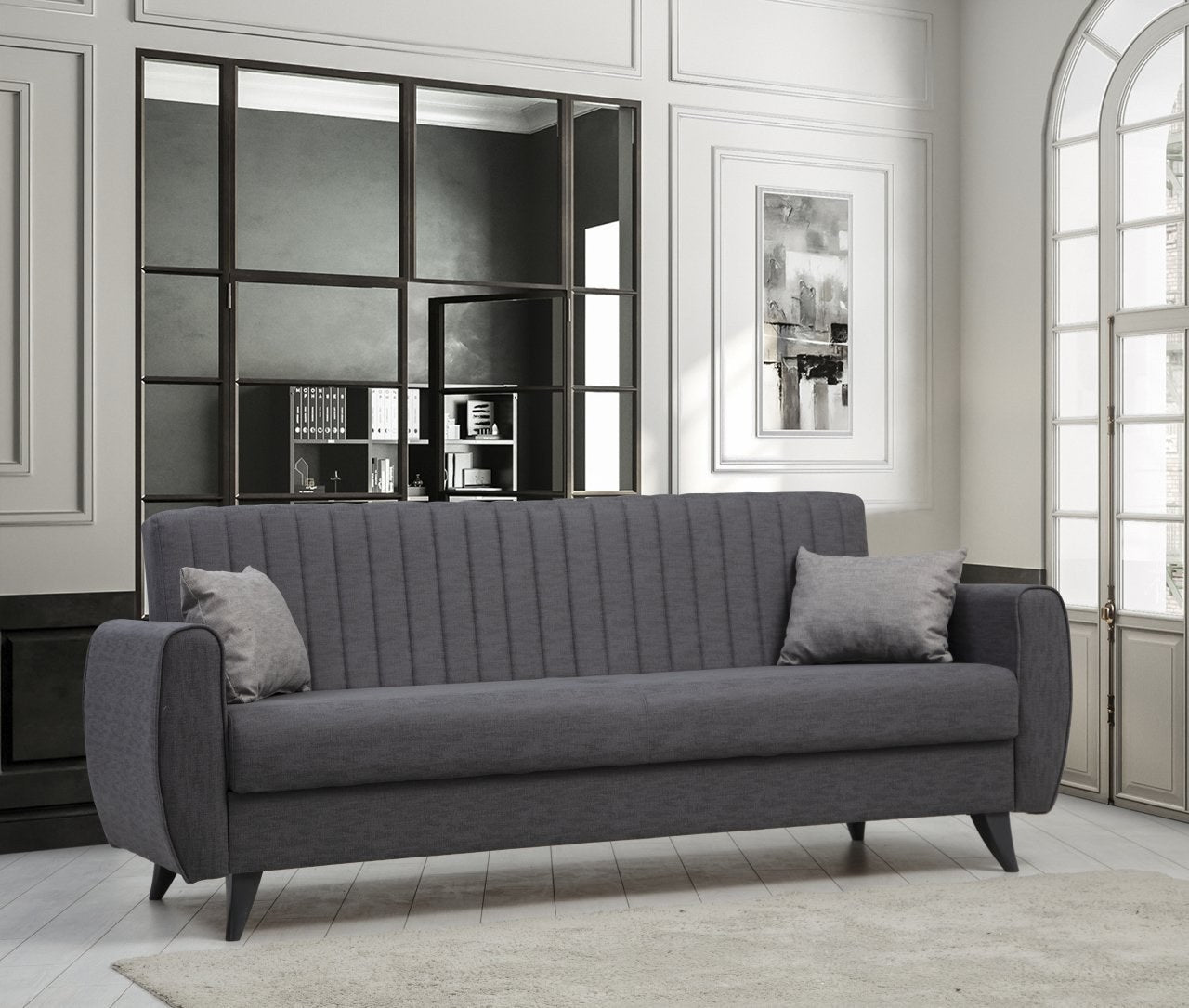 Sofá-cama de 3 lugares-Alkon-Cinza escuro
