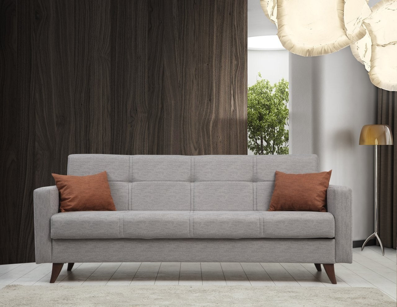 Sofá-cama de 3 lugares-Polya-Cinza claro