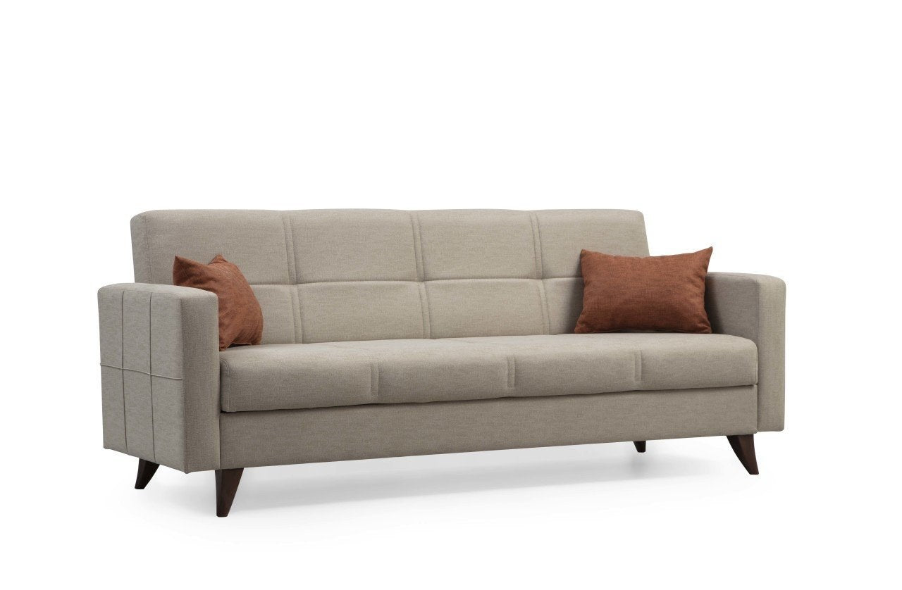 Sofá-cama de 3 lugares-Polya-Bege