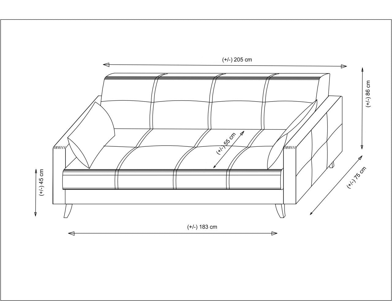 Sofá-cama de 3 lugares-Polya-Bege