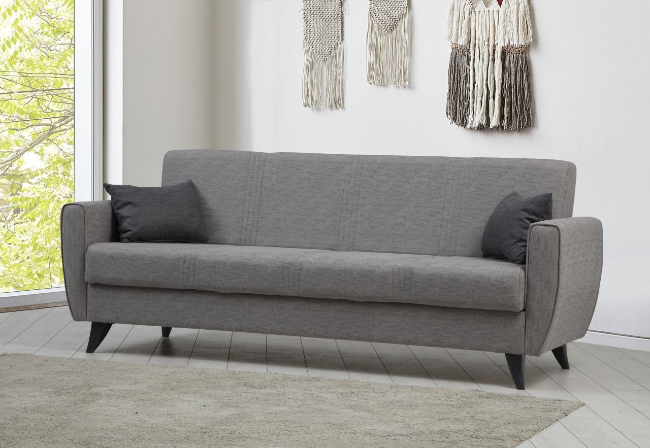 Sofá-cama de 3 lugares-Zaden-Cinza claro