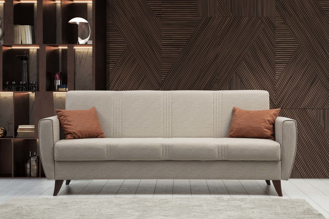 Sofá-cama de 3 lugares-Zaden-Bege
