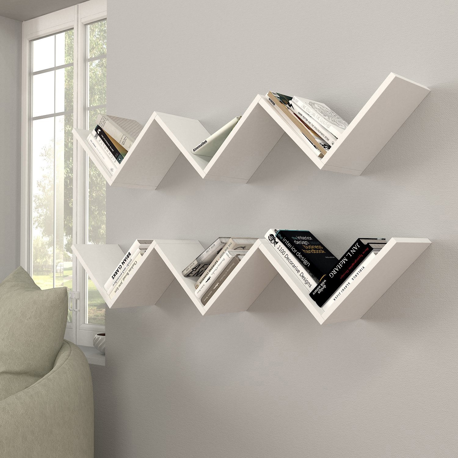 Prateleira de parede-Zig Zag-Branco