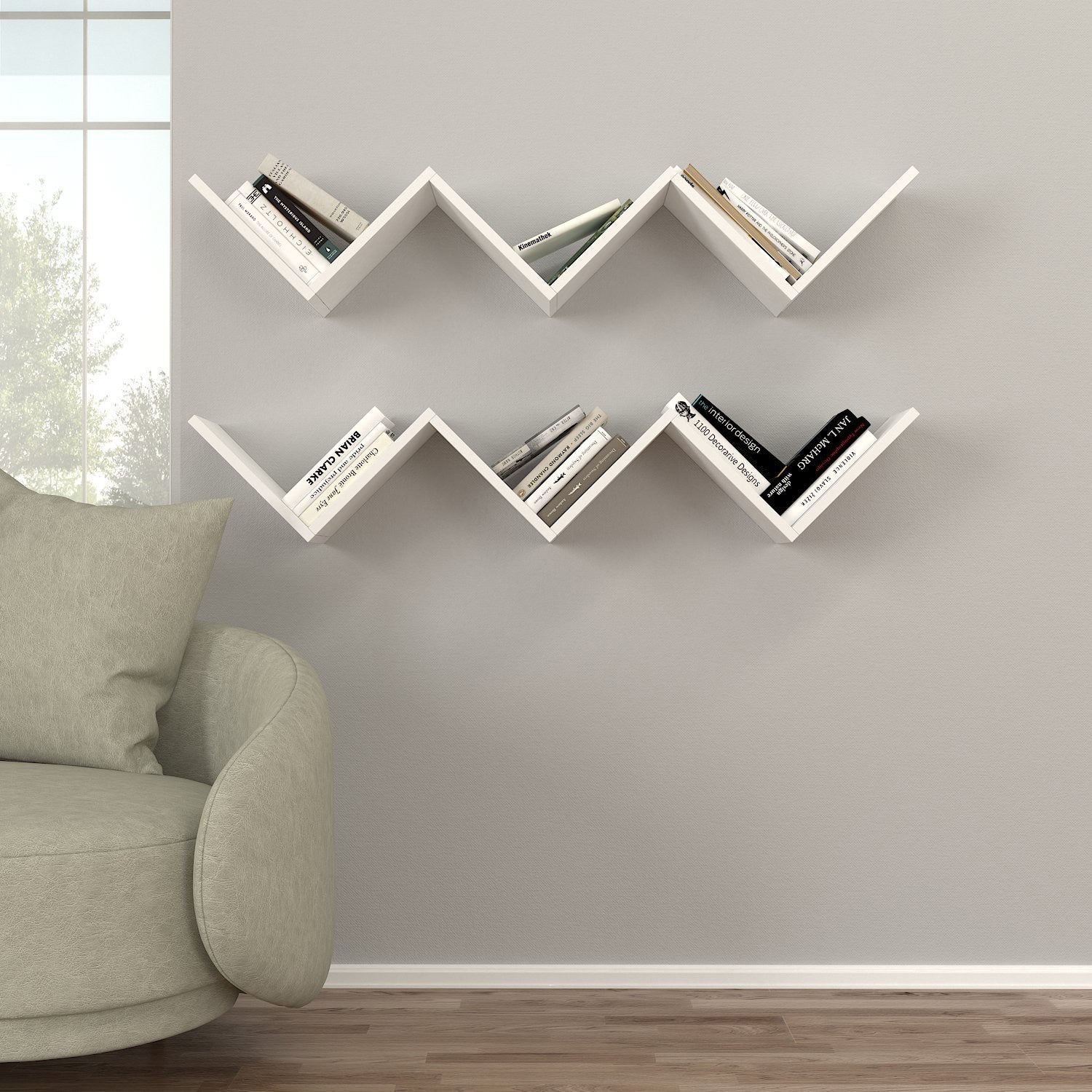 Prateleira de parede-Zig Zag-Branco