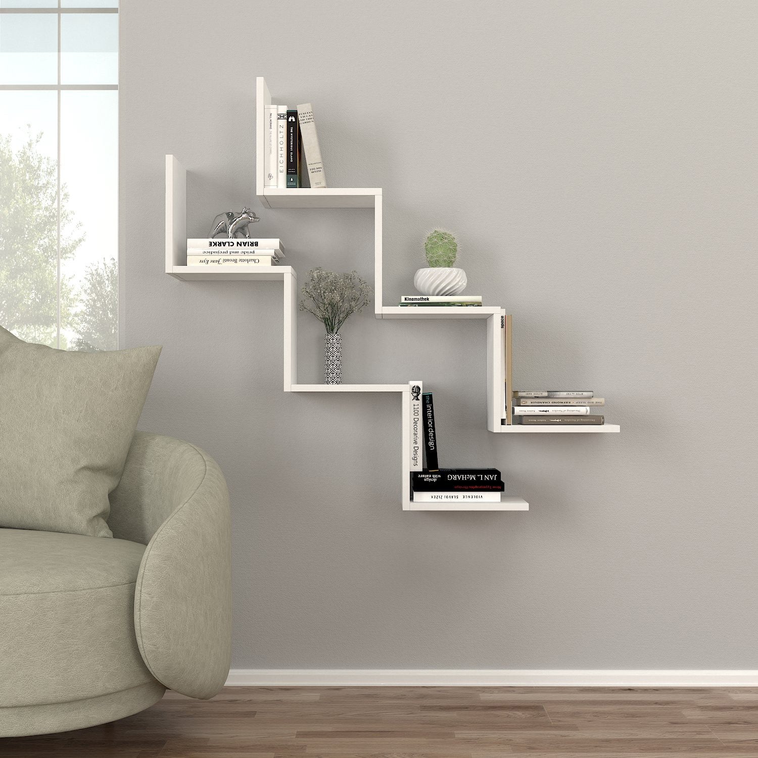 Prateleira de parede-Zig Zag-Branco