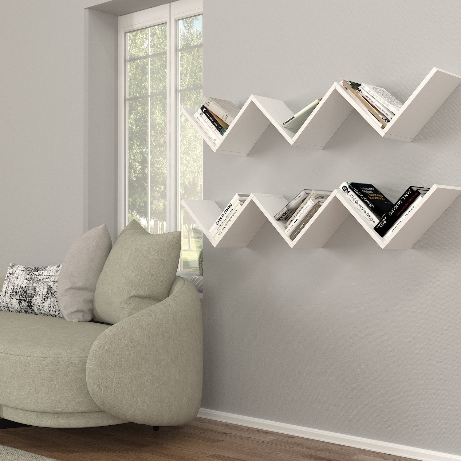 Prateleira de parede-Zig Zag-Branco