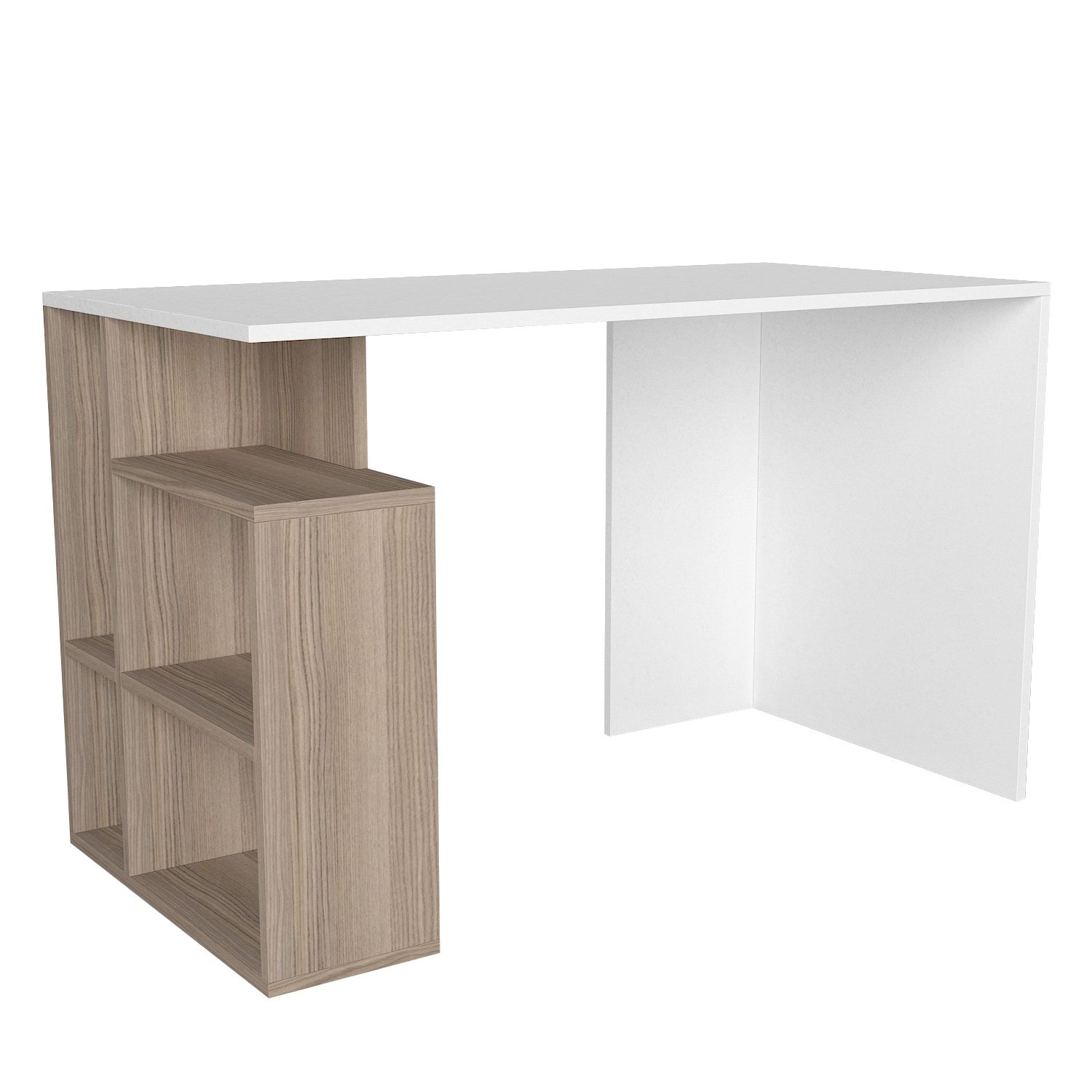 Mesa de Estudo Branca Córdoba 120cm com Prateleiras e Arrumação Extra - Melamina 18mm