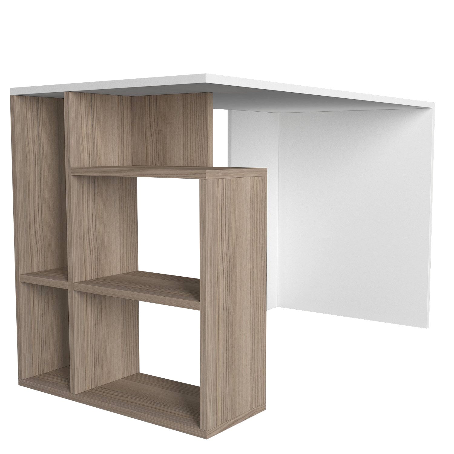 Mesa de Estudo Branca Córdoba 120cm com Prateleiras e Arrumação Extra - Melamina 18mm