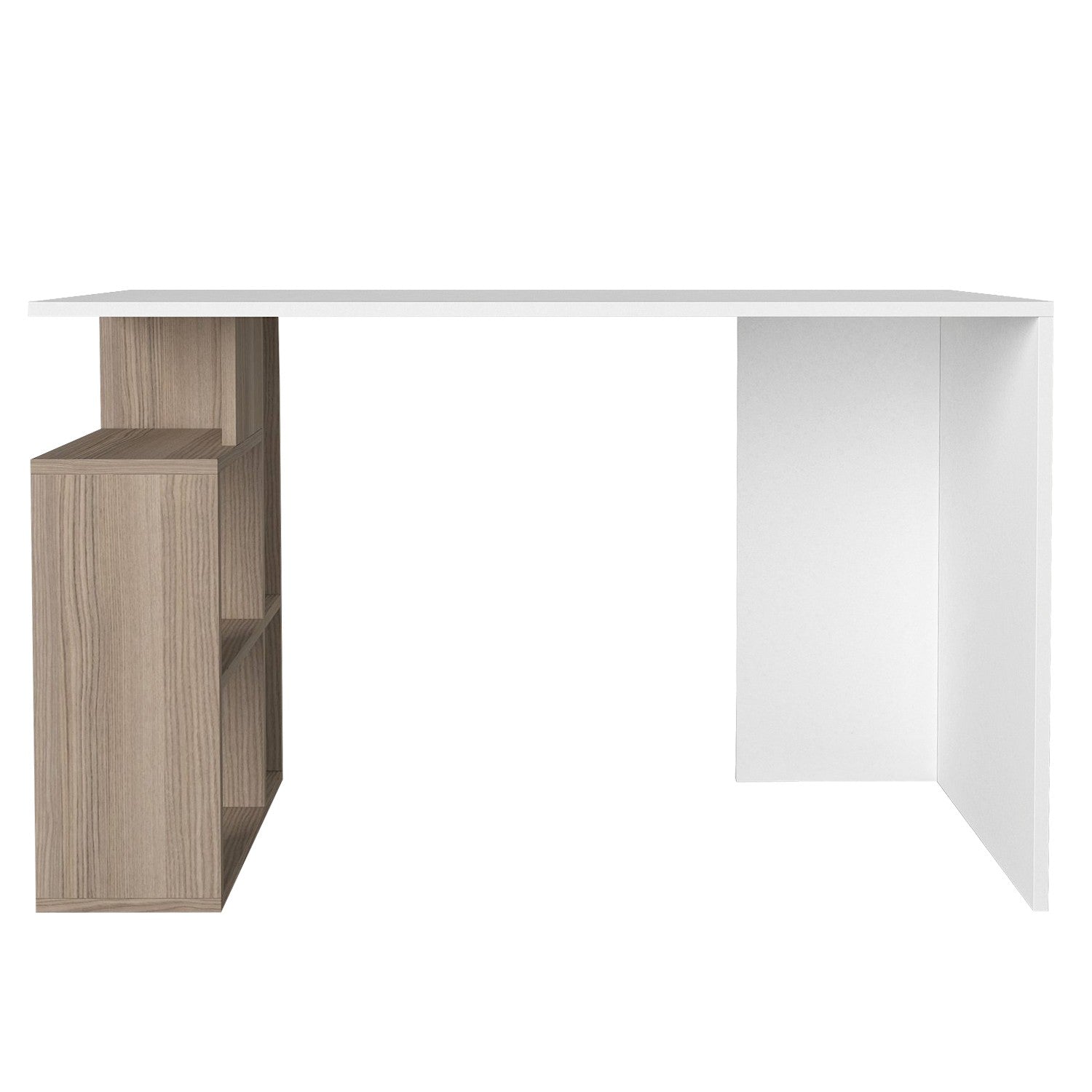 Mesa de Estudo Branca Córdoba 120cm com Prateleiras e Arrumação Extra - Melamina 18mm