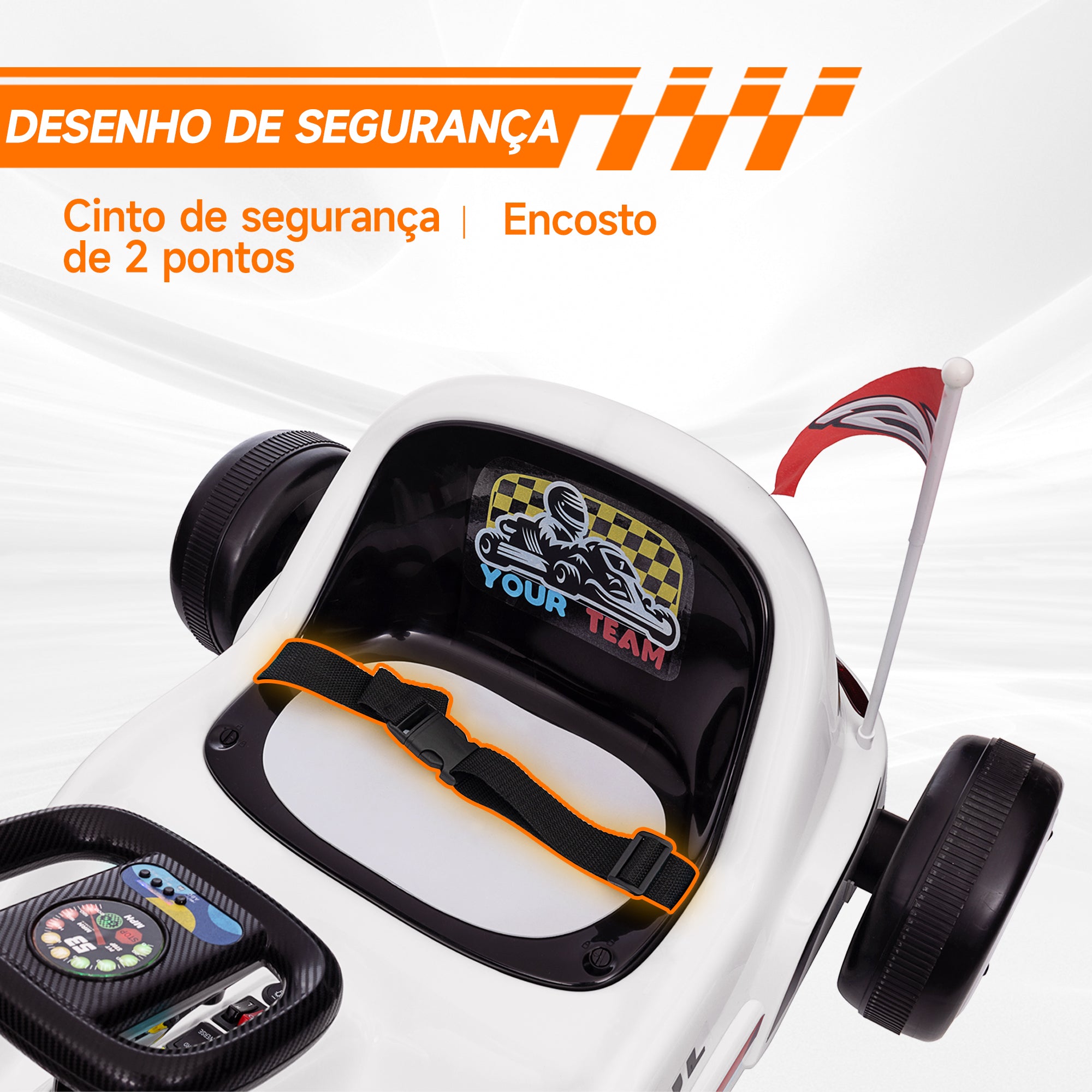 Kart Elétrico Infantil 85x70x45 cm Branco