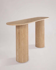 Mesa de Apoio em Mármore Travertino Bege 110x90cm - Elegância Natural para Sua Casa