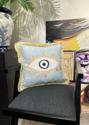 Almofada – 45 x 45 cm – Azul, Dourado, Branco, Creme – Poliester