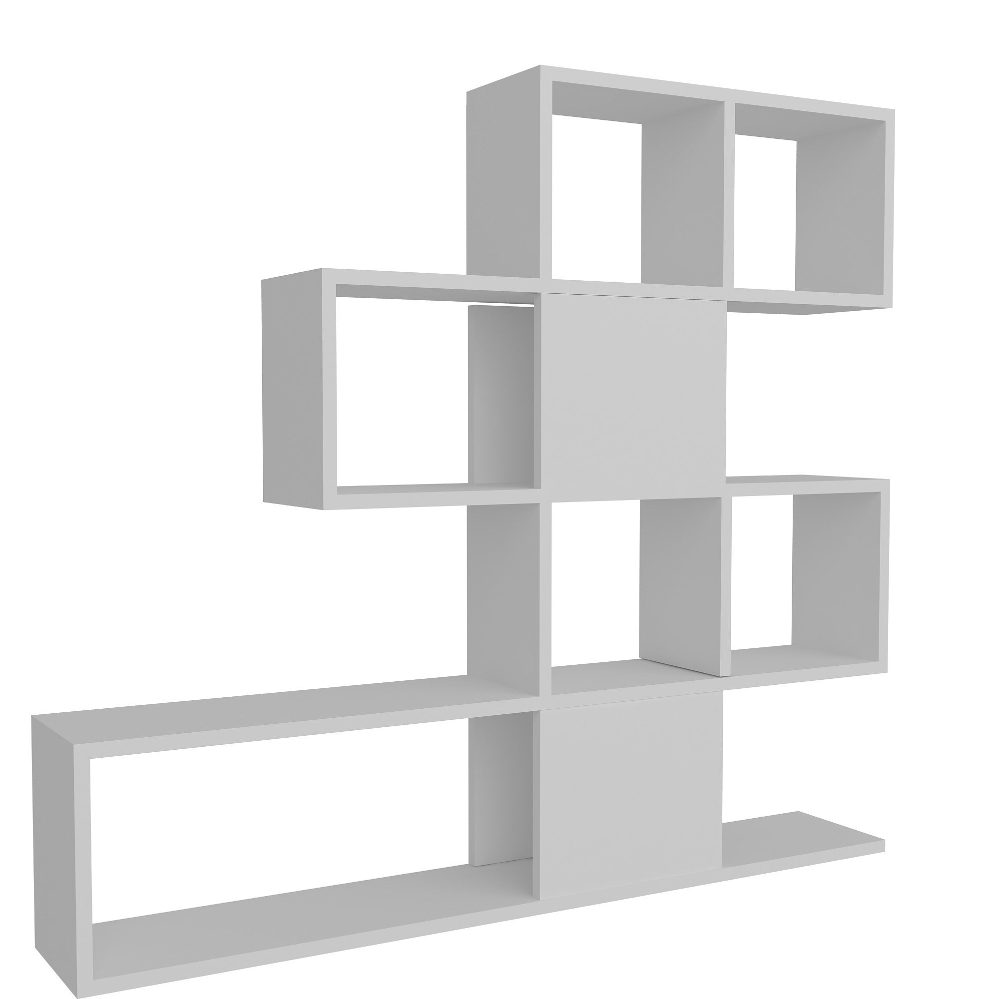 Estante moderna – 120 cm x 109 cm x 19,5 cm – Branca – Painel de partículas revestido de melamina