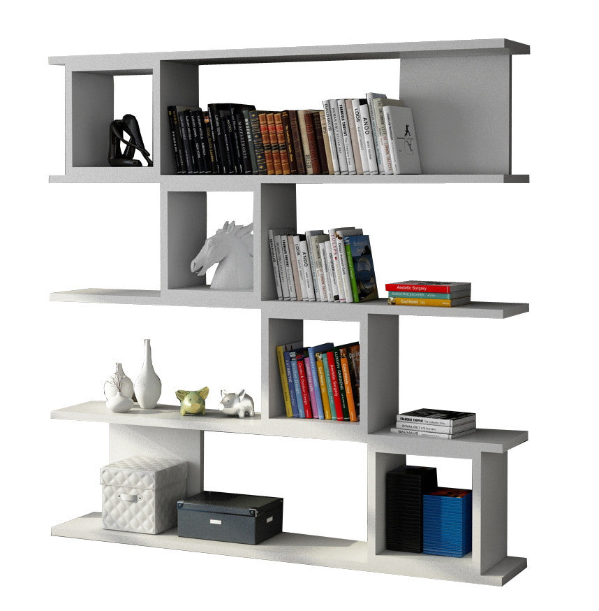 Estante moderna – 120 cm x 119,9 cm x 19,5 cm – Branca – Painéis de partículas