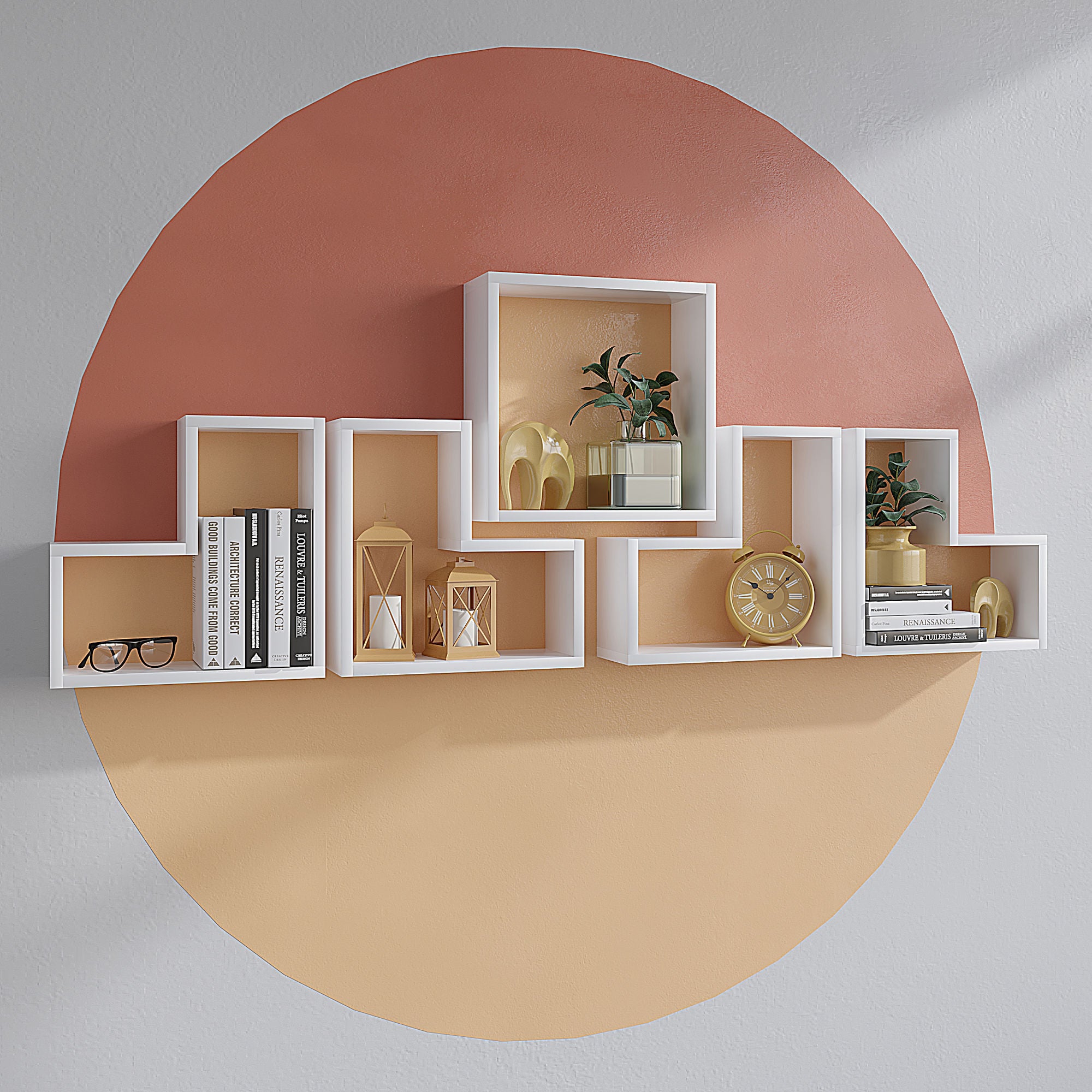 Prateleira de parede moderna, branca, 180 x 59,3 x 15 cm | Painel de partículas 100% revestido em melamina, 18 mm de espessura | Solução de armazenamento elegante e funcional para qualquer ambiente