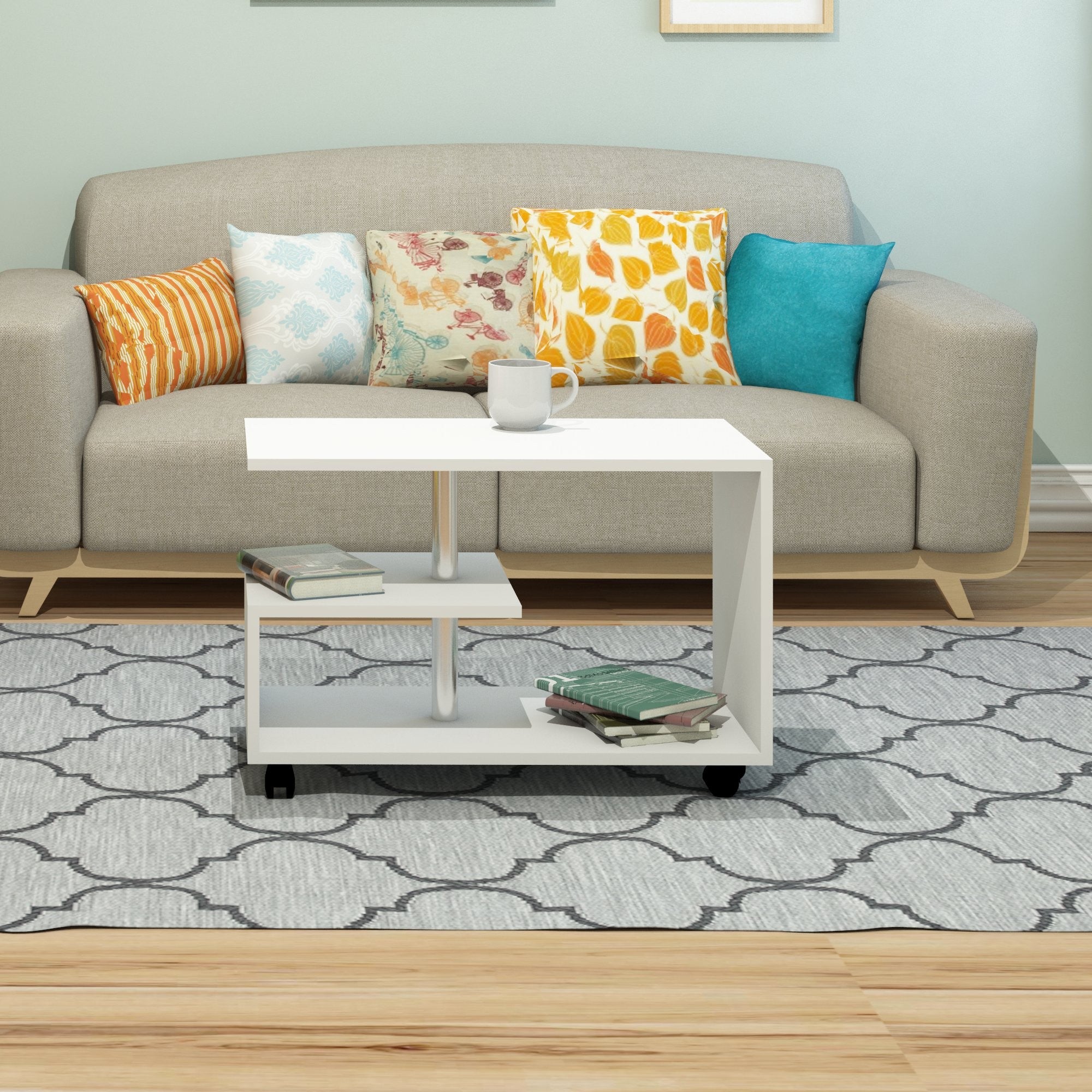 Mesa de Centro Branca Moderna, 80 x 40 x 52,5 cm | Painel de Partículas 100% Revestido em Melamina, 18 mm de Espessura | Elegante e Funcional para Sala de Estar e Escritório