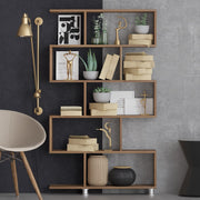 Estante moderna em nogueira – 90 cm x 156 cm x 20 cm – nogueira – painel de partículas revestido em melamina