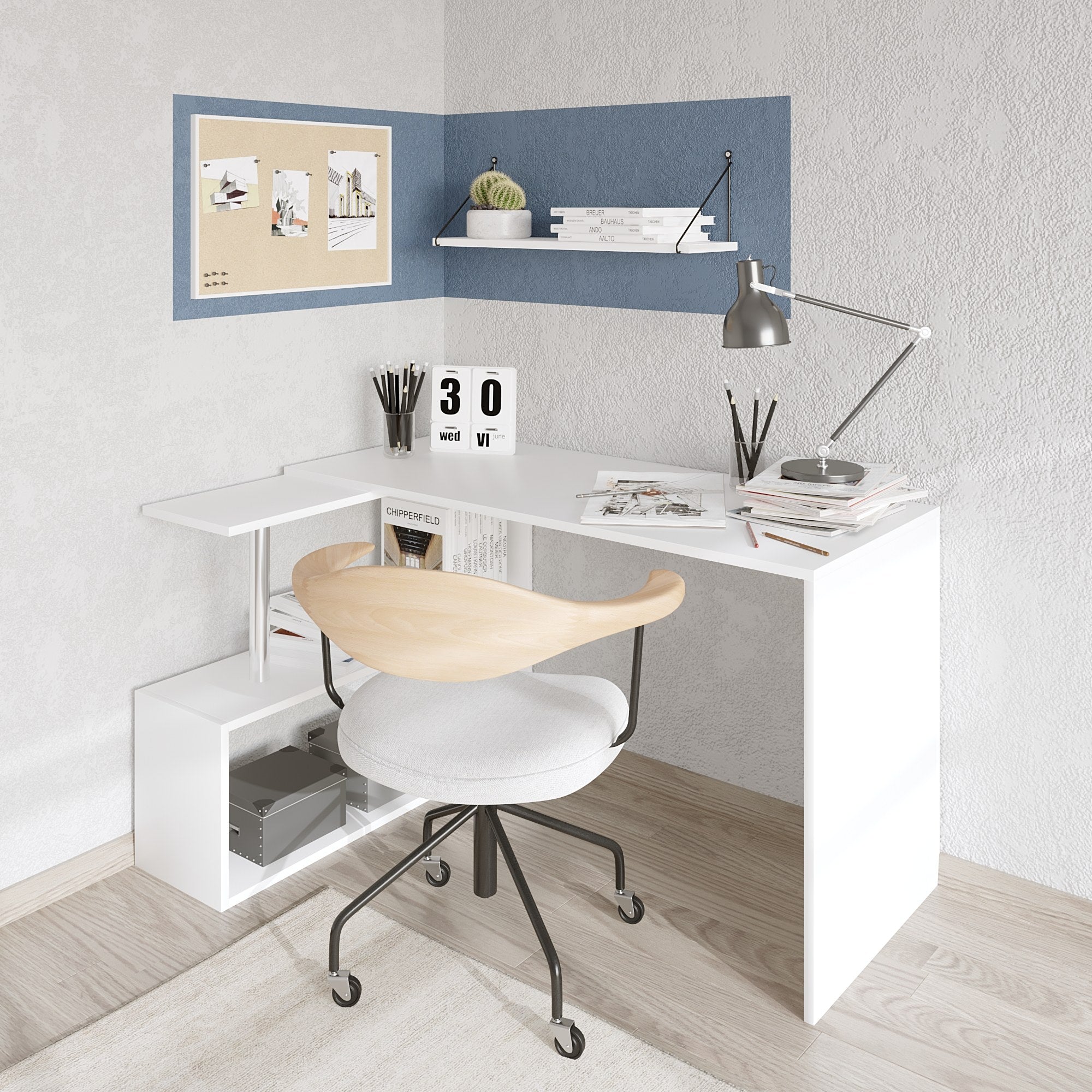 Secretária Moderna – 130 x 74 x 94 cm – Branca – Painel de Partículas