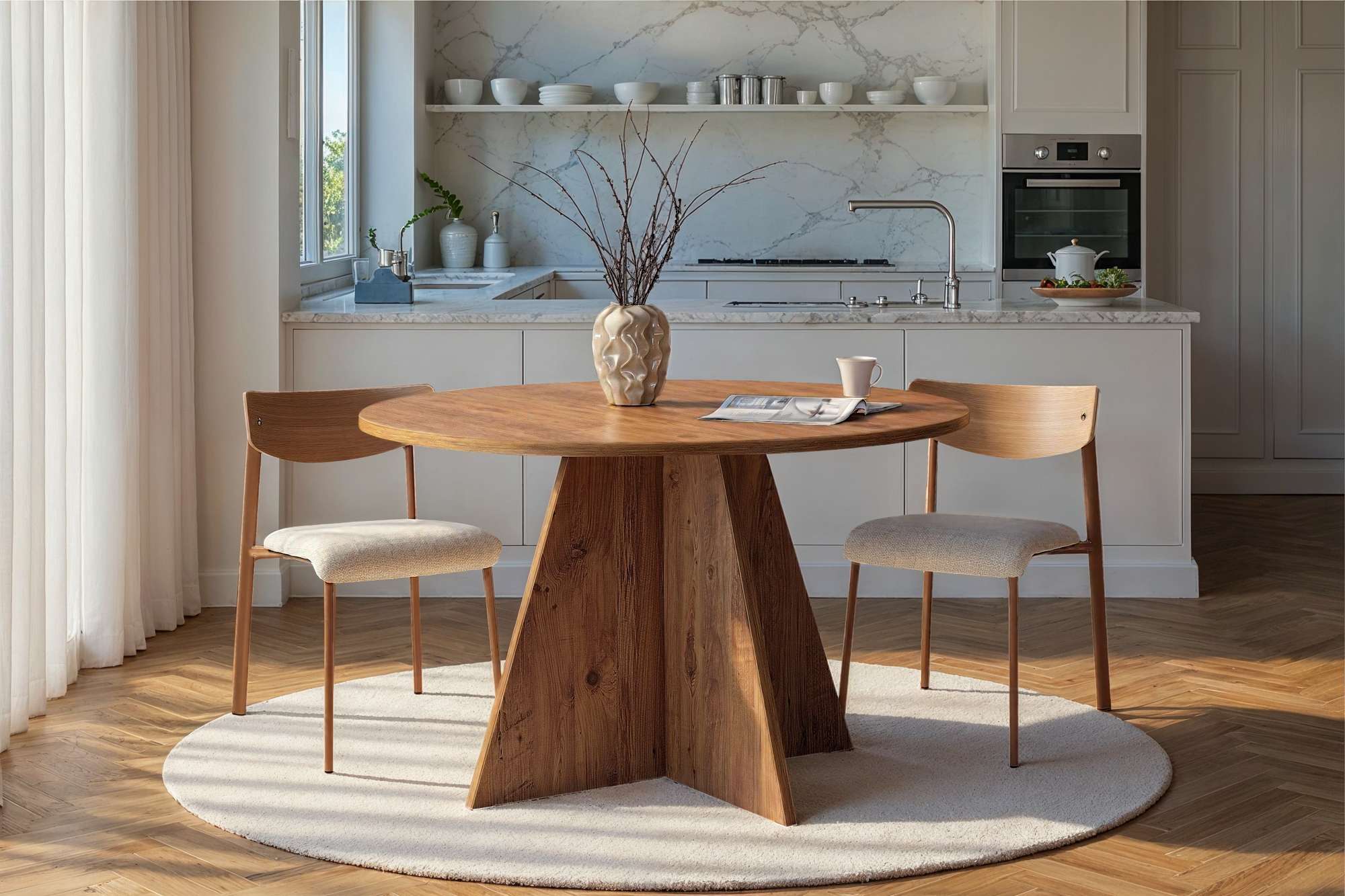 Mesa de Jantar Quadrada 120x120cm em Pinho Atlântico - Revestimento Melamínico Resistente