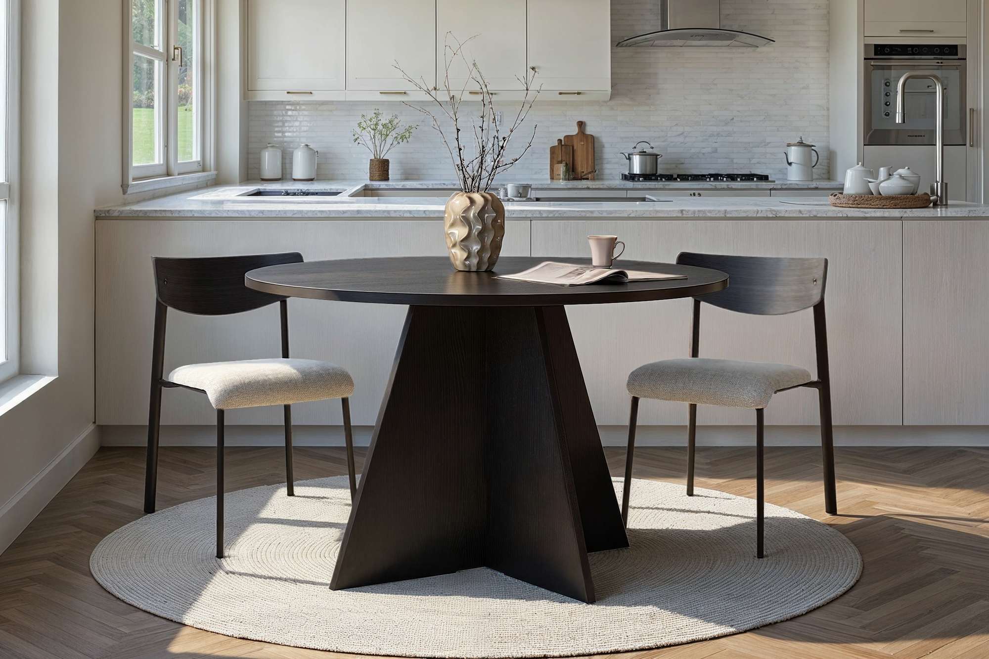 Mesa de Jantar Quadrada 120x120cm em Madeira Preta - Revestimento Melamínico Resistente