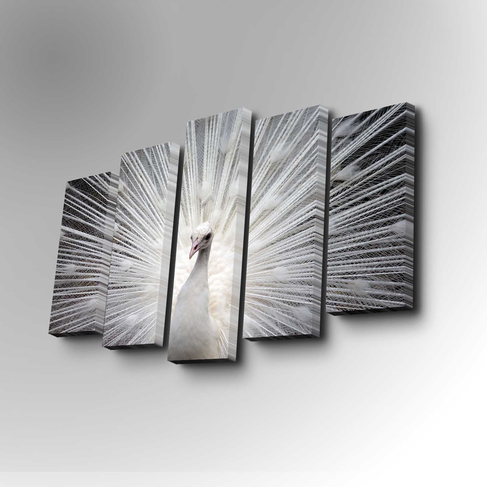 Conjunto Decorativo de 5 Telas em Canvas Multicolor - Pintura Artística com Moldura de Madeira para Decoração de Interiores