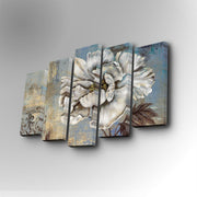 Conjunto Decorativo de 5 Telas em Canvas Multicolor - Arte Moderna para Parede com Moldura de Madeira