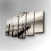 Conjunto Decorativo de 5 Telas em Canvas Multicolor - Arte Moderna para Parede com Moldura de Madeira