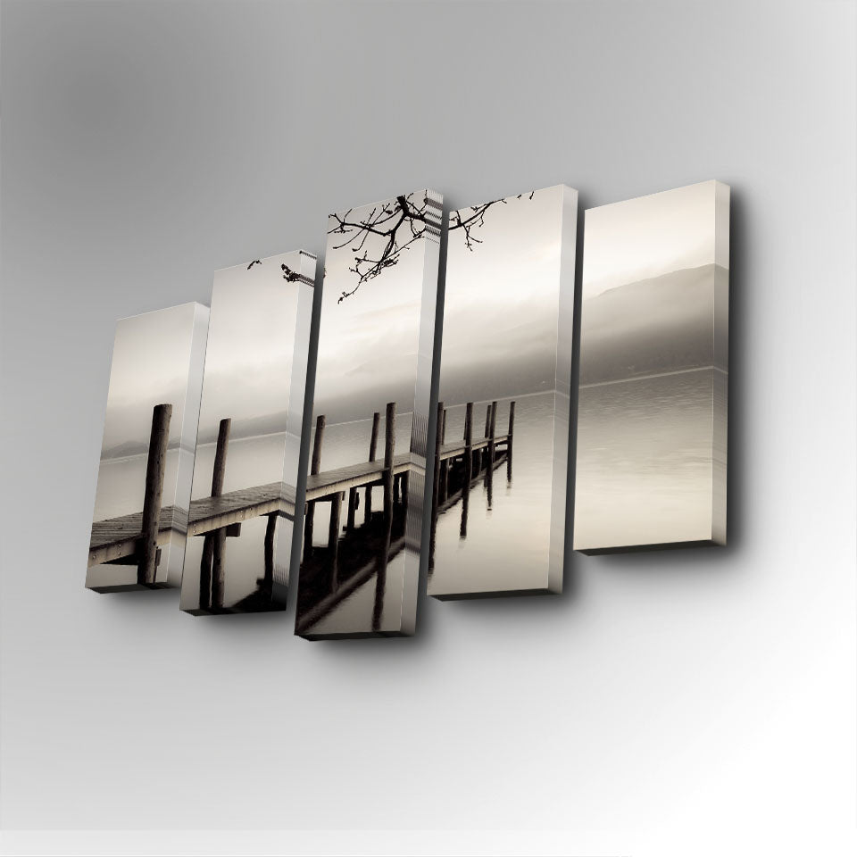 Conjunto Decorativo de 5 Telas em Canvas Multicolor - Arte Moderna para Parede com Moldura de Madeira