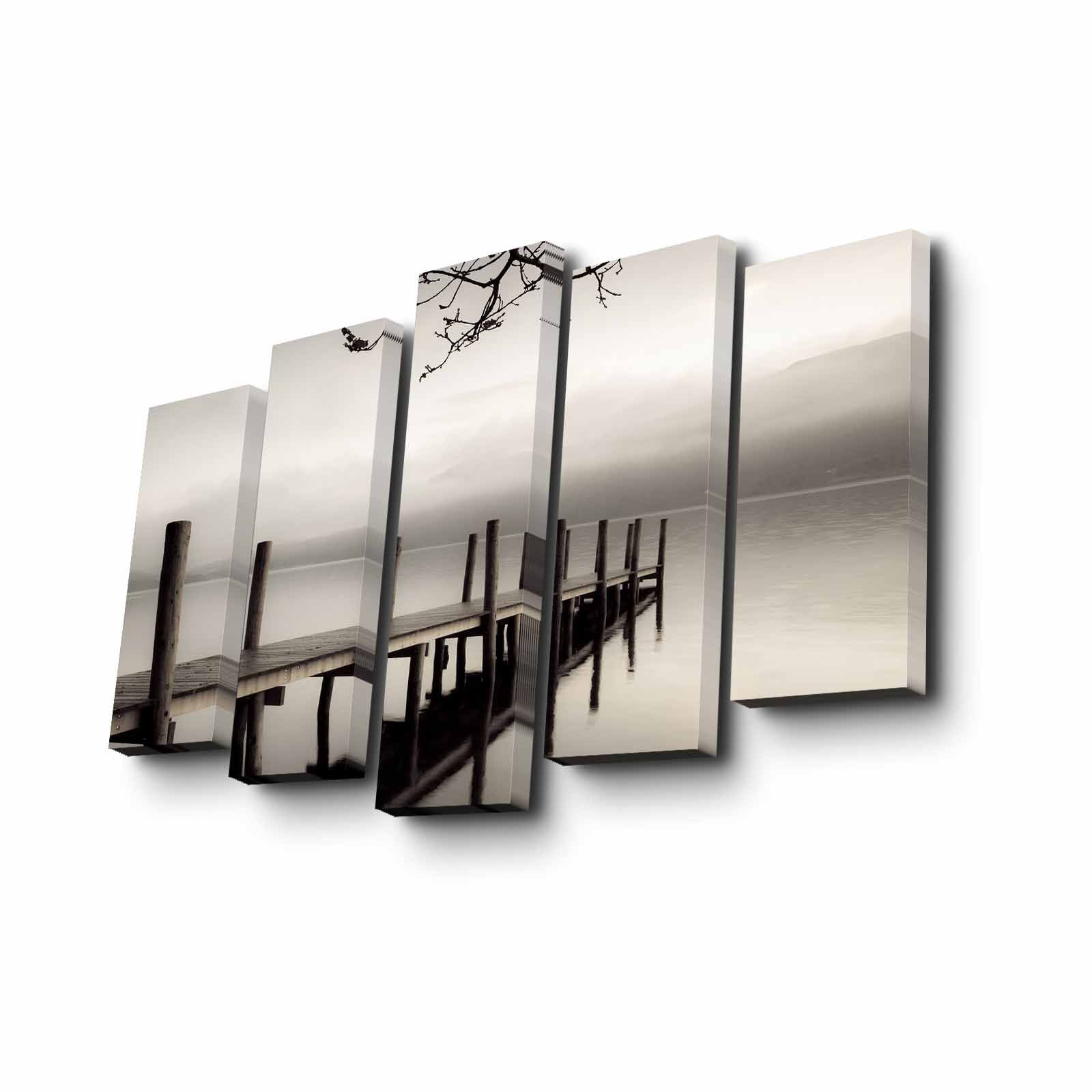 Conjunto Decorativo de 5 Telas em Canvas Multicolor - Arte Moderna para Parede com Moldura de Madeira