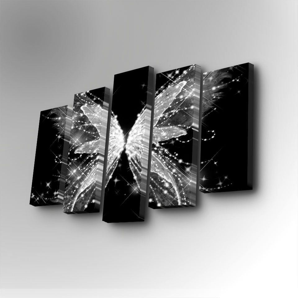 Conjunto Decorativo de 5 Telas em Canvas Multicolor - Pintura Artística com Moldura de Madeira para Decoração de Interiores