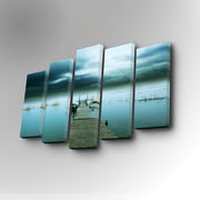 Conjunto Decorativo de 5 Telas em Canvas Multicolor - Pintura Artística com Moldura de Madeira para Decoração de Interiores