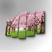 Conjunto Decorativo de 5 Telas em Canvas Multicolor - Pintura Artística com Moldura de Madeira para Decoração de Interiores