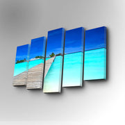 Conjunto Decorativo de 5 Telas em Canvas Multicolor - Pintura Artística com Moldura de Madeira para Decoração de Interiores