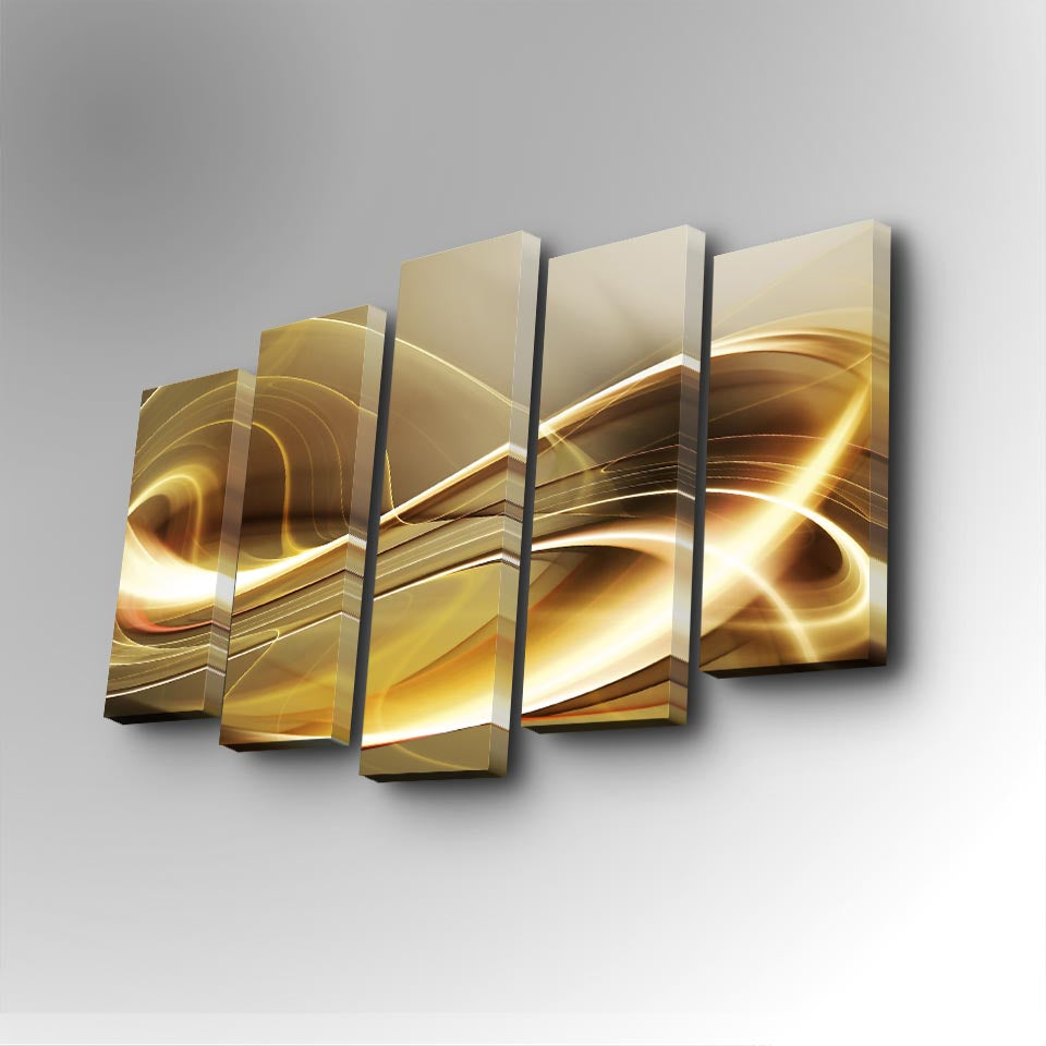 Conjunto de Quadros Decorativos em Tela (5 Peças) Multicolor – Tela de Camurça 100%, Moldura de Madeira, 82 x 50 cm – 5PUC-036