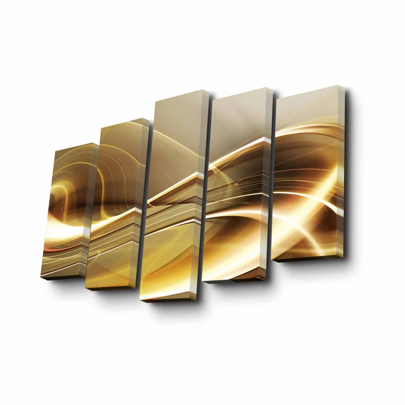 Conjunto de Quadros Decorativos em Tela (5 Peças) Multicolor – Tela de Camurça 100%, Moldura de Madeira, 82 x 50 cm – 5PUC-036