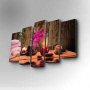 Conjunto Decorativo de 5 Telas em Canvas Multicolor - Arte Moderna para Parede com Moldura de Madeira