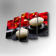 Quadro Decorativo Canvas Multicolor 5 Peças - Tela Camurça Premium com Moldura Madeira 82x50cm