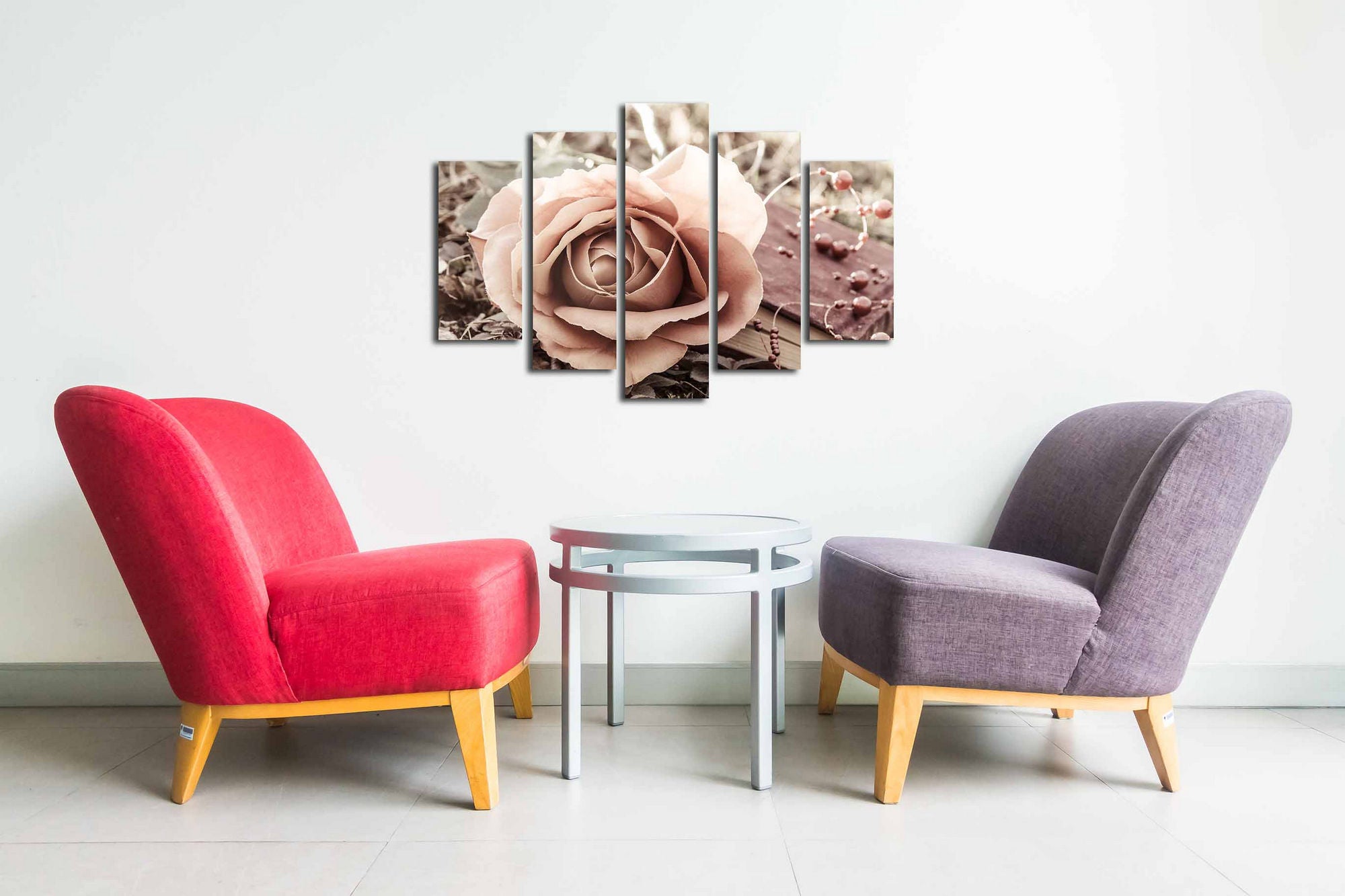 Conjunto Decorativo de 5 Telas em Suede Multicolor com Moldura de Madeira - Transforme a Sua Casa num Santuário de Arte