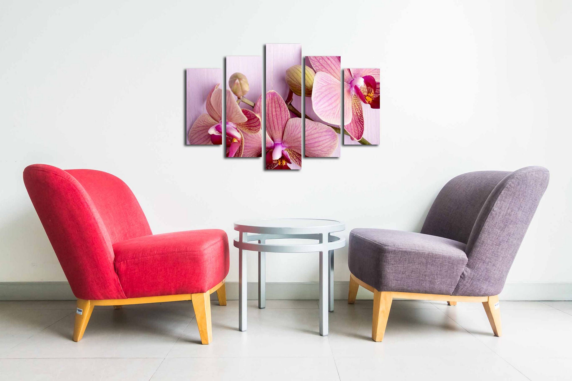 Quadro Decorativo em Tela (5 Peças) Multicolor 82 x 50 cm – 100% Tela de Camurça, Moldura em Madeira | 5PUC-066