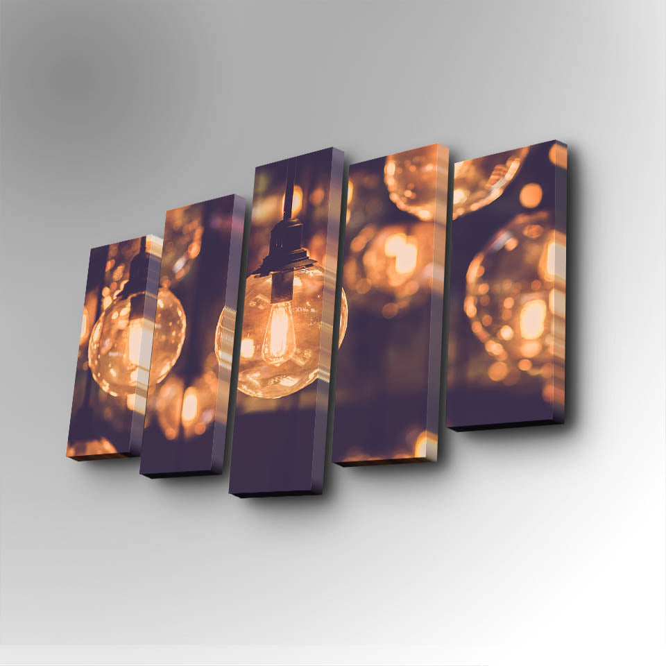 Conjunto Decorativo de 5 Telas em Canvas Multicolor - Pintura Artística com Moldura de Madeira para Decoração de Interiores