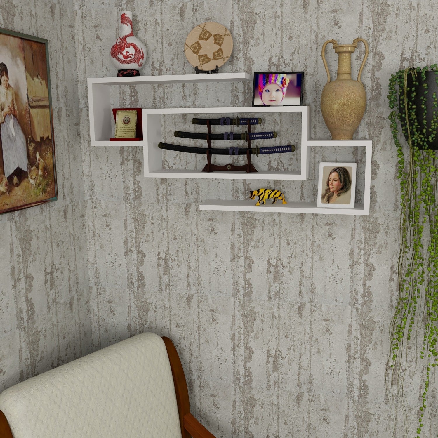 Prateleira de Parede Escandinava, Branca, 103 x 48 x 14,5 cm | Painel de Partículas 100% Revestido com Melamina, 18 mm de Espessura | Solução de Armazenamento Elegante e Funcional
