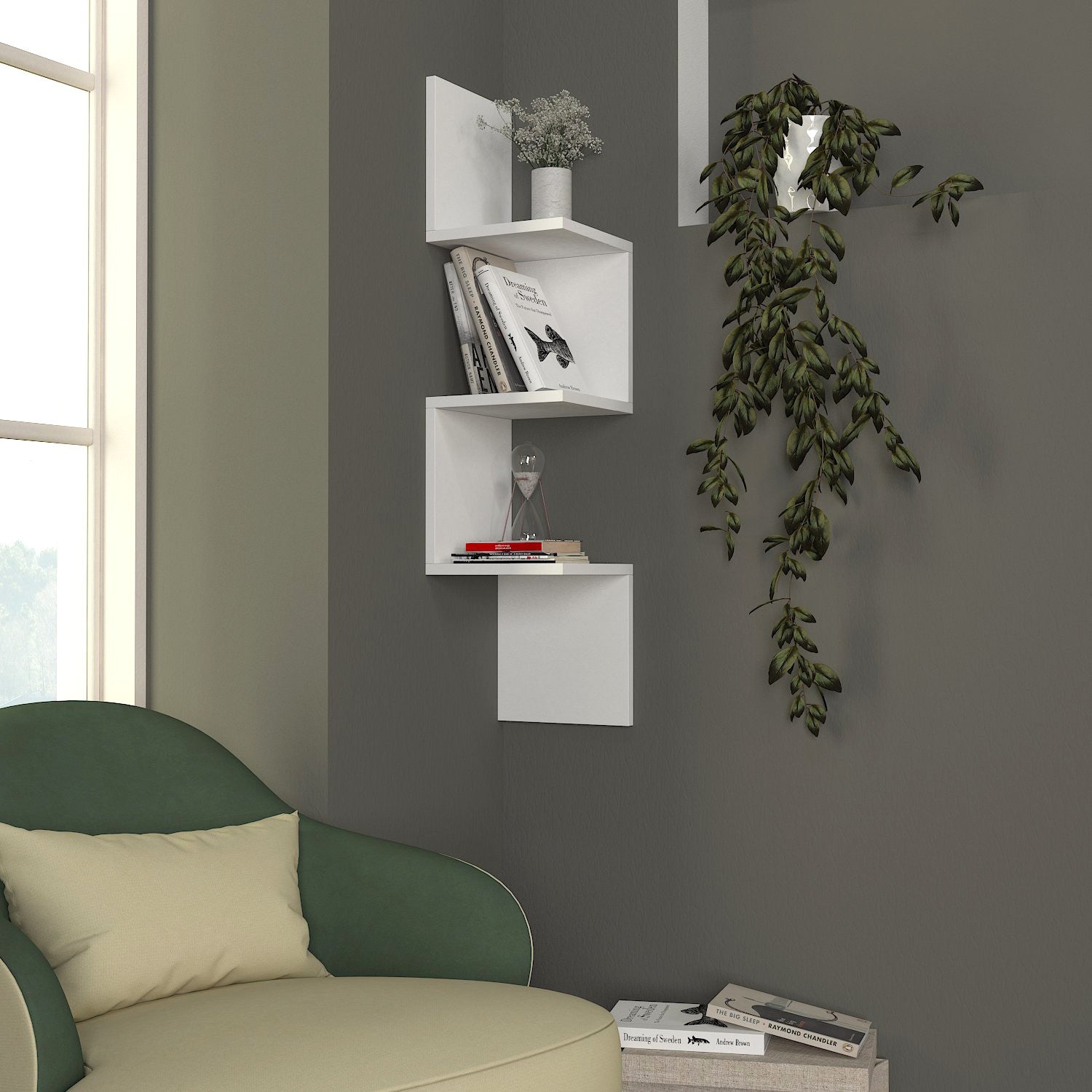 Prateleira de Parede Escandinava, Branca, 25 x 105,4 x 25 cm | Painel de Partículas 100% Revestido em Melamina, 18 mm de Espessura | Solução de Armazenamento Elegante e Funcional para Qualquer Ambiente