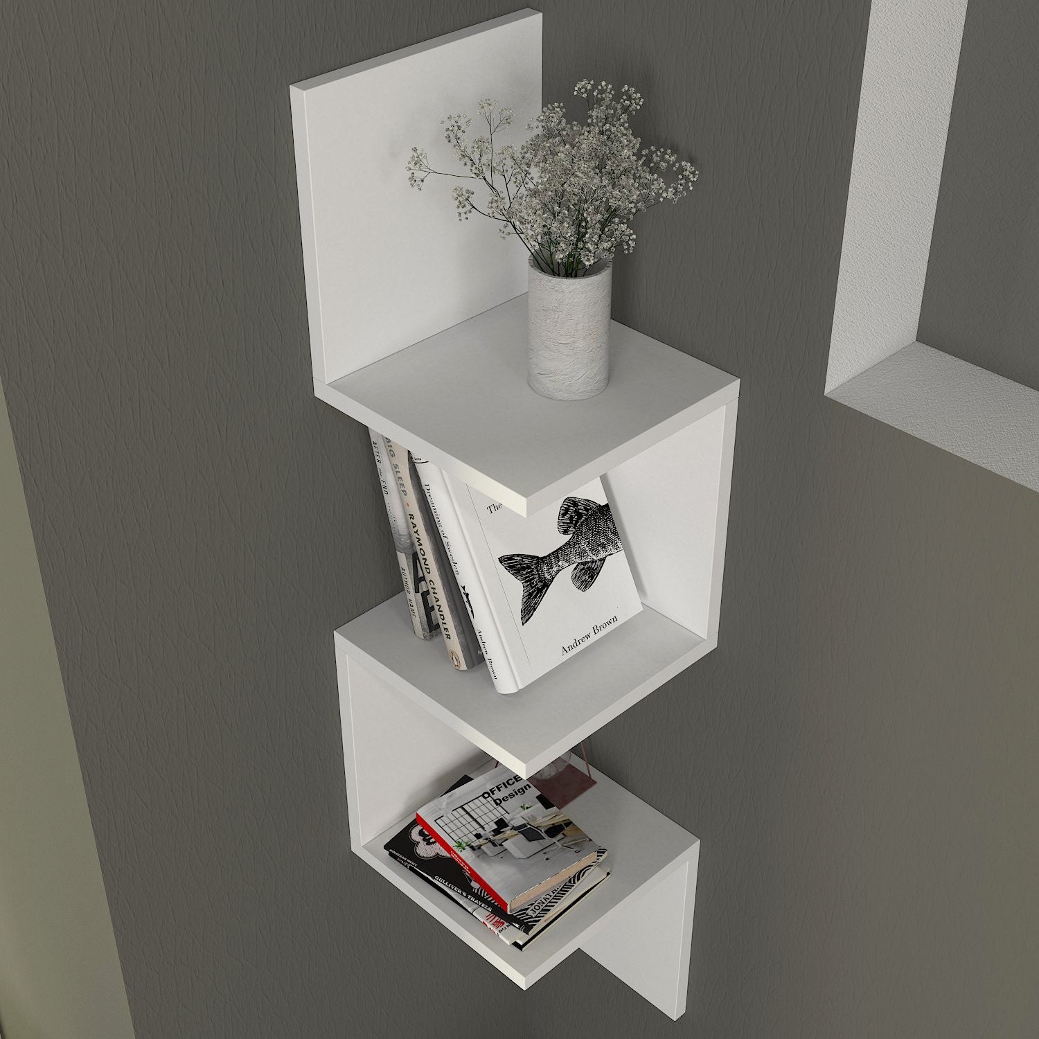 Prateleira de Parede Escandinava, Branca, 25 x 105,4 x 25 cm | Painel de Partículas 100% Revestido em Melamina, 18 mm de Espessura | Solução de Armazenamento Elegante e Funcional para Qualquer Ambiente