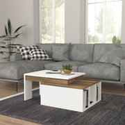 Mesa de Centro Branca com Prateleiras - Design Moderno em Melamina 90x60cm