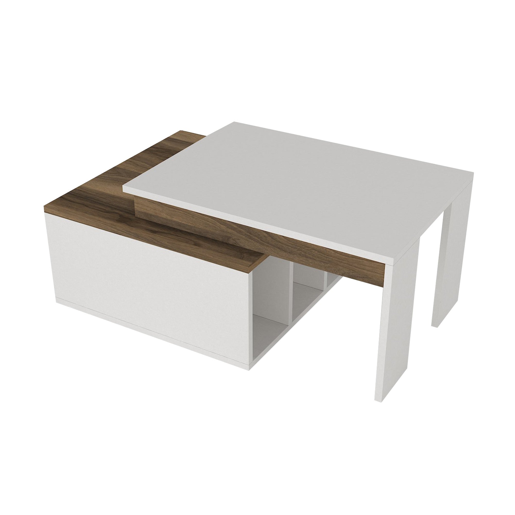 Mesa de Centro Branca com Prateleiras - Design Moderno em Melamina 90x60cm
