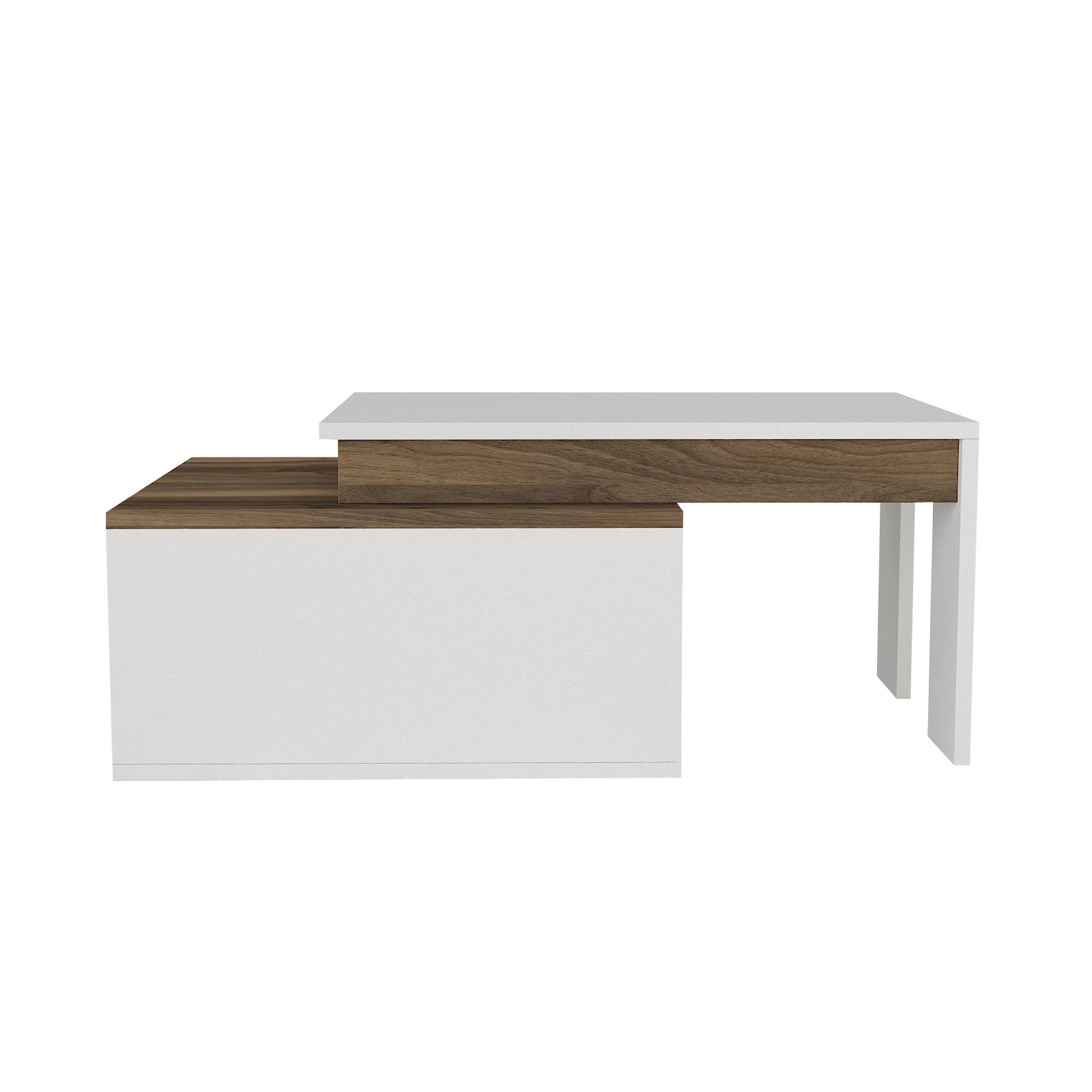 Mesa de Centro Branca com Prateleiras - Design Moderno em Melamina 90x60cm